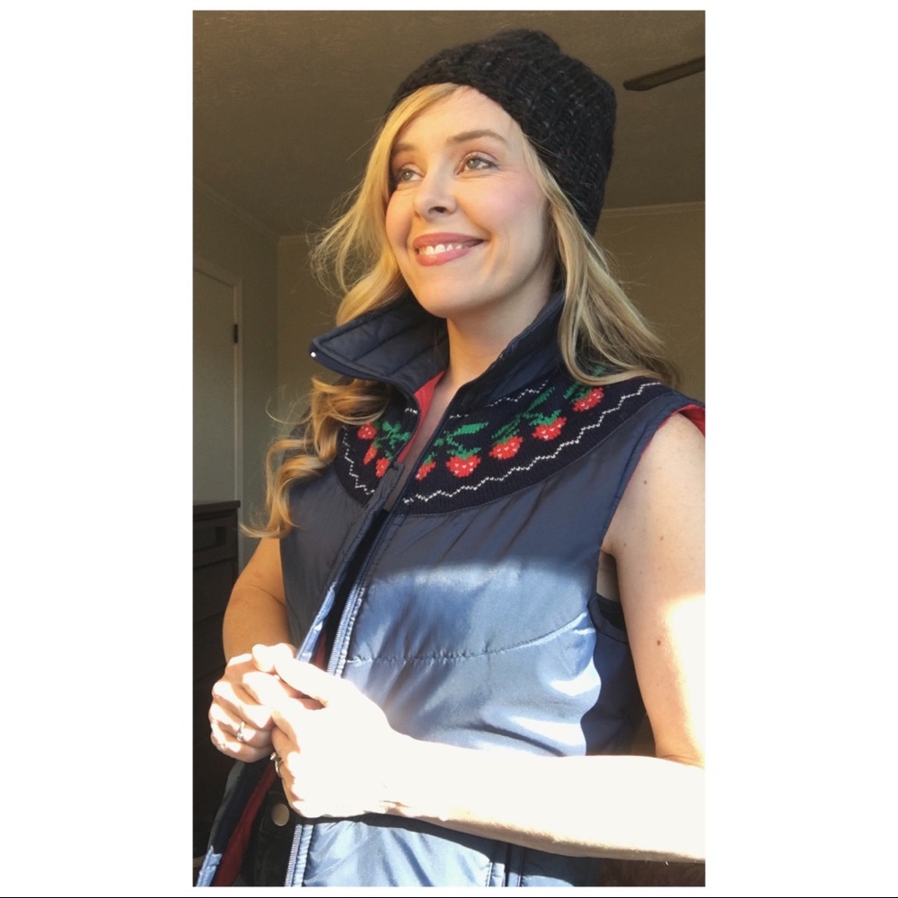 Adorable Vintage Navy Strawberry Vest